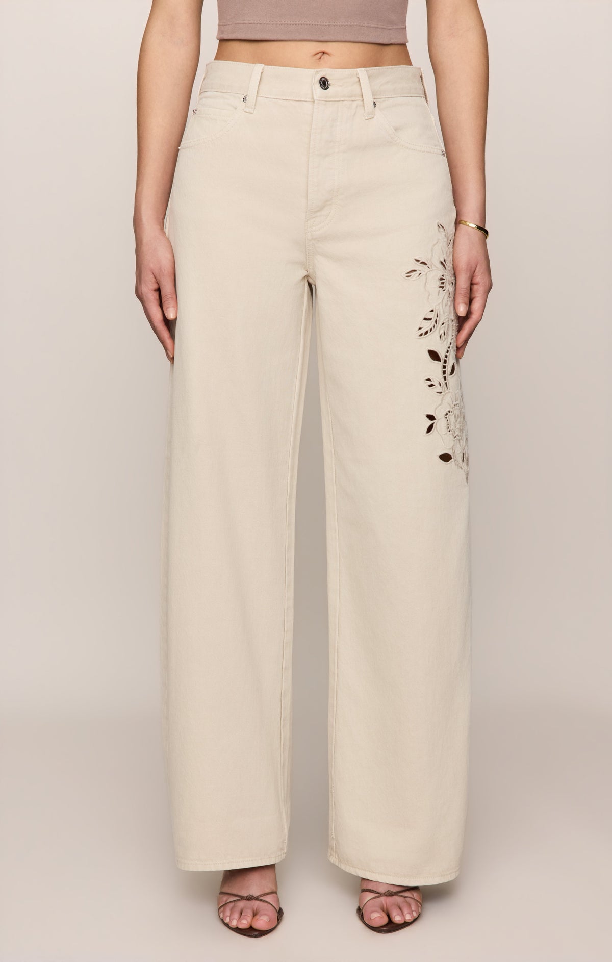 The Show Off High-Rise Bowed Denim