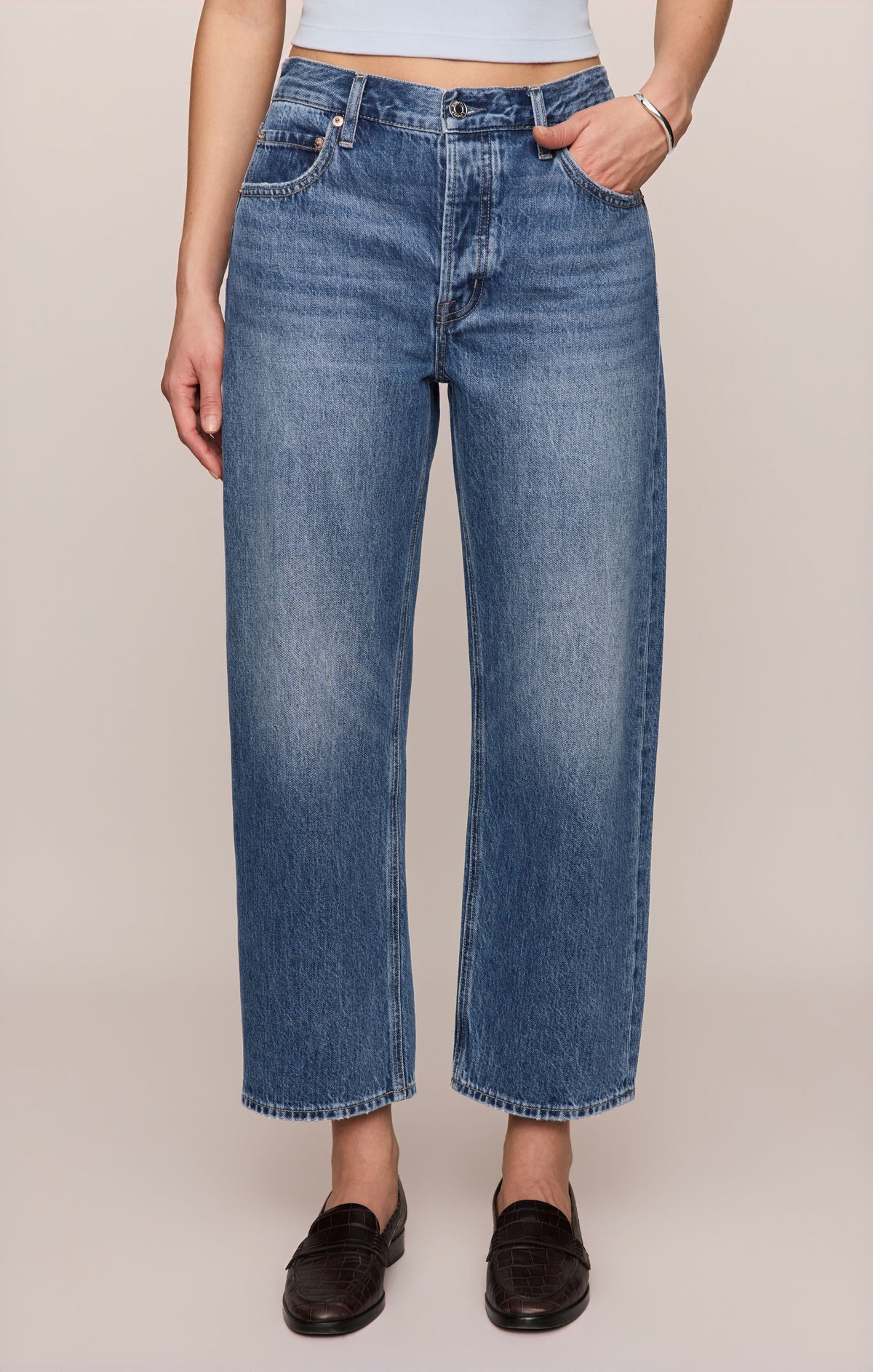 The Off Duty Mid-Rise Bowed Ankle Denim