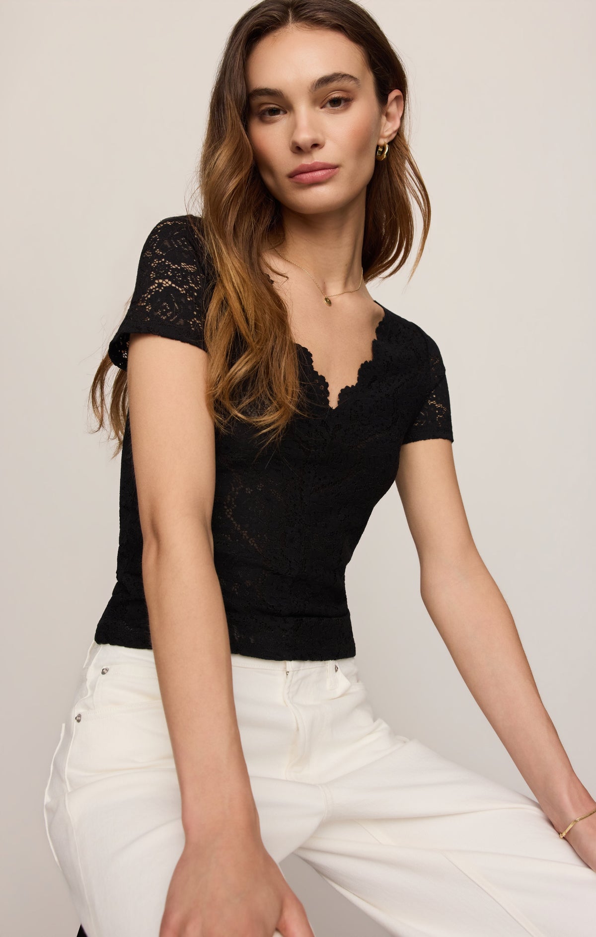 Audrey Lace Short Sleeve Top