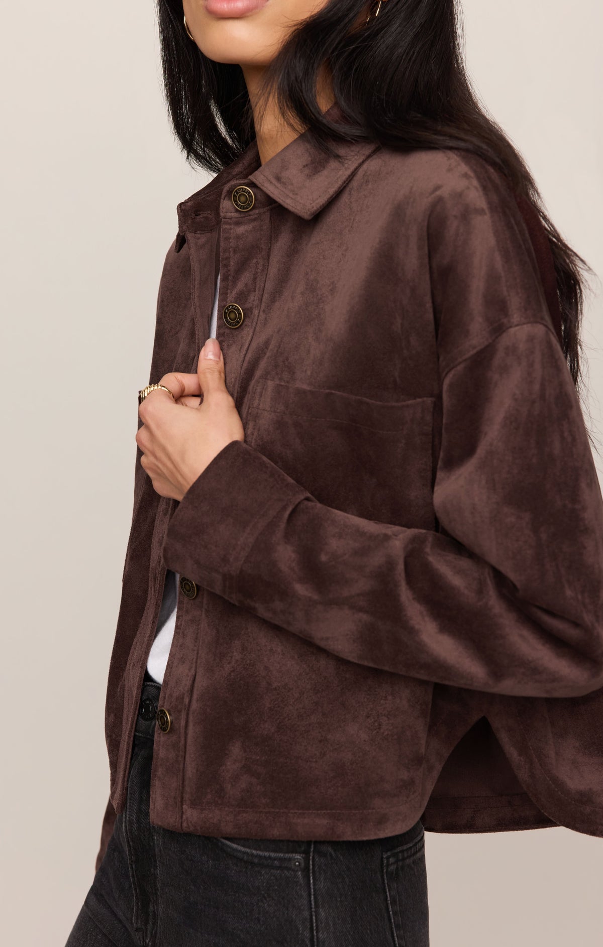 All Day Cropped Suede Jacket