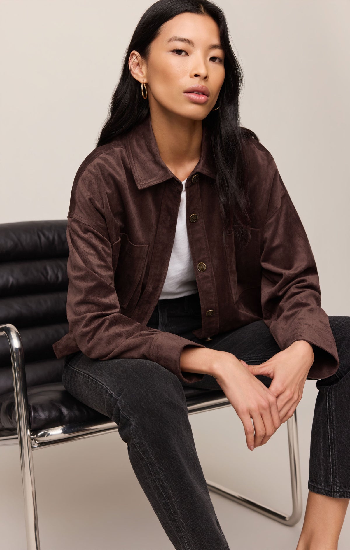 All Day Cropped Suede Jacket