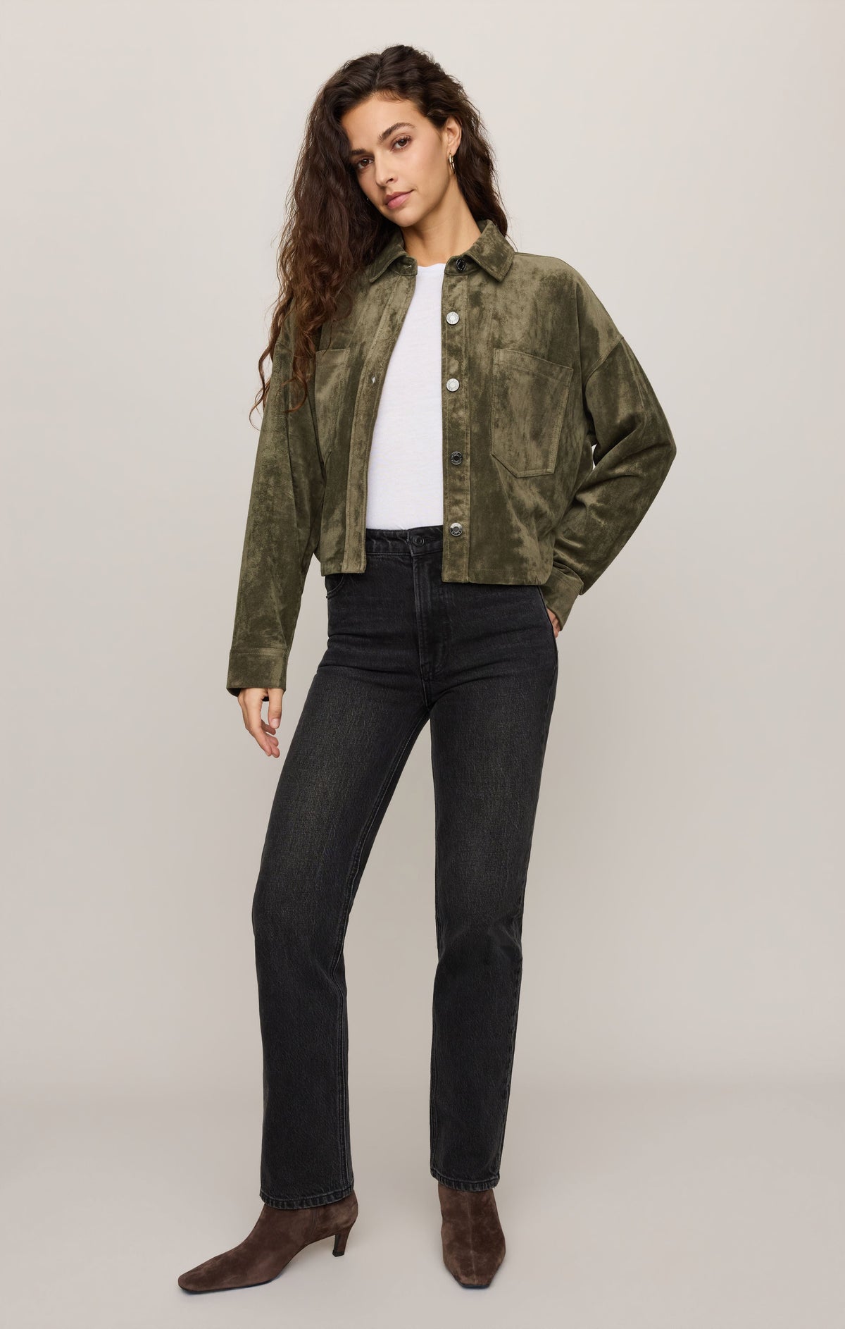 All Day Cropped Suede Jacket