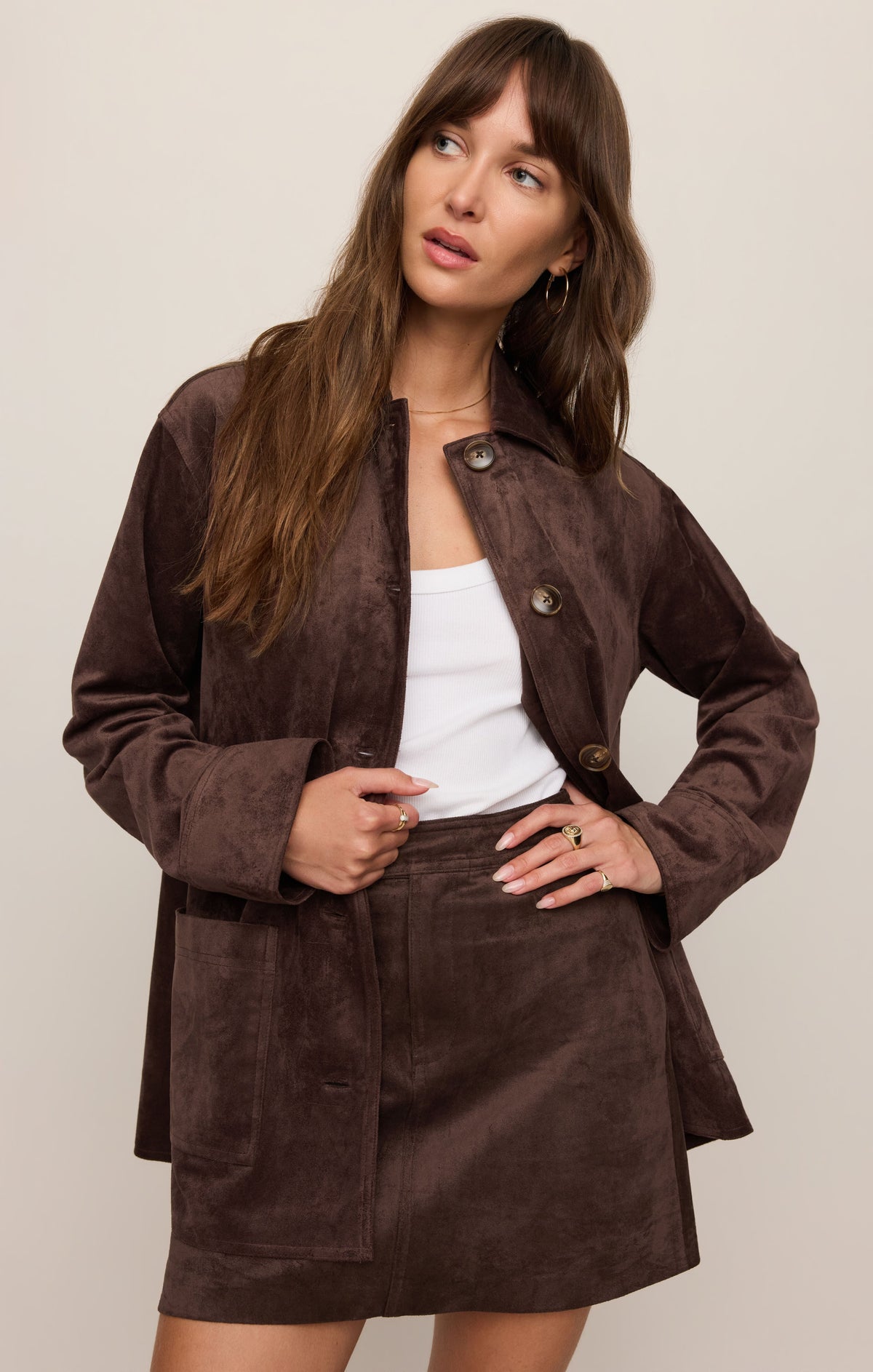 Decker Faux Suede Chore Coat