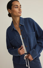 All Day Cropped Knit Denim Jacket