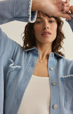 All Day Knit Denim Crop Whipstitch Jacket
