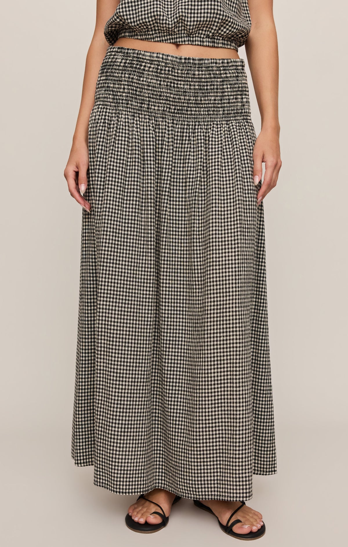 Brooke Gingham Linen Maxi Skirt
