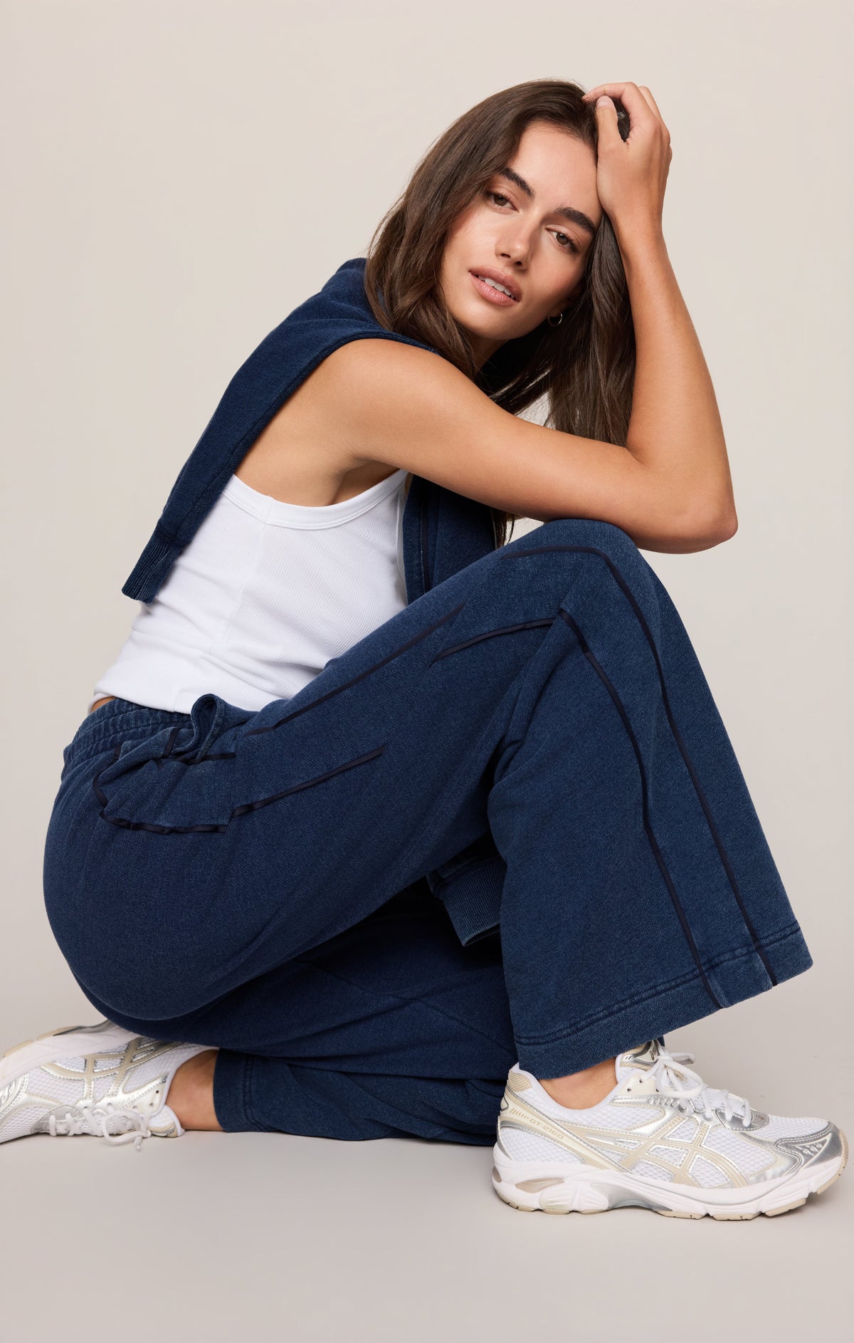 Sport Stripe Knit Denim Pant