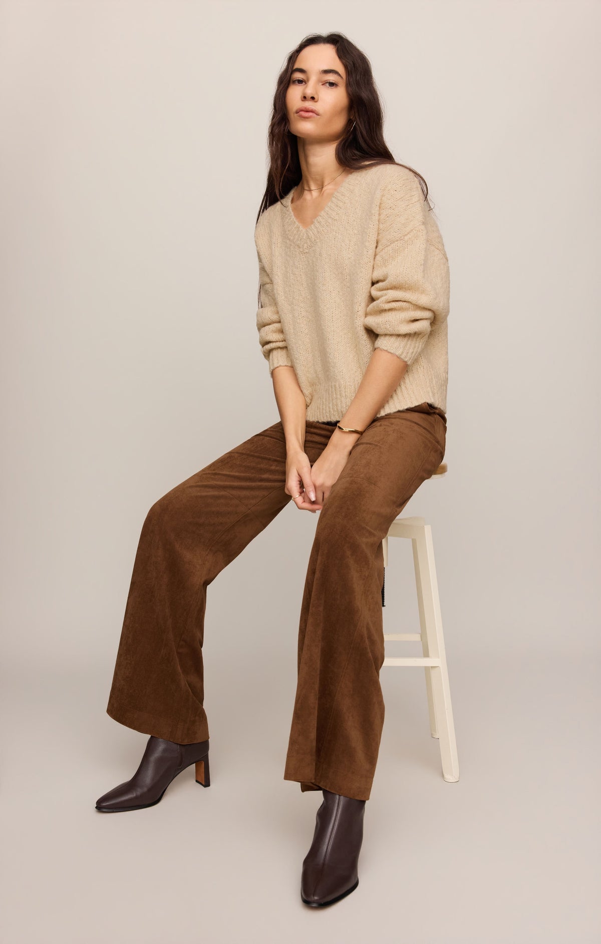 Cecile Faux Suede Wide Leg Pant