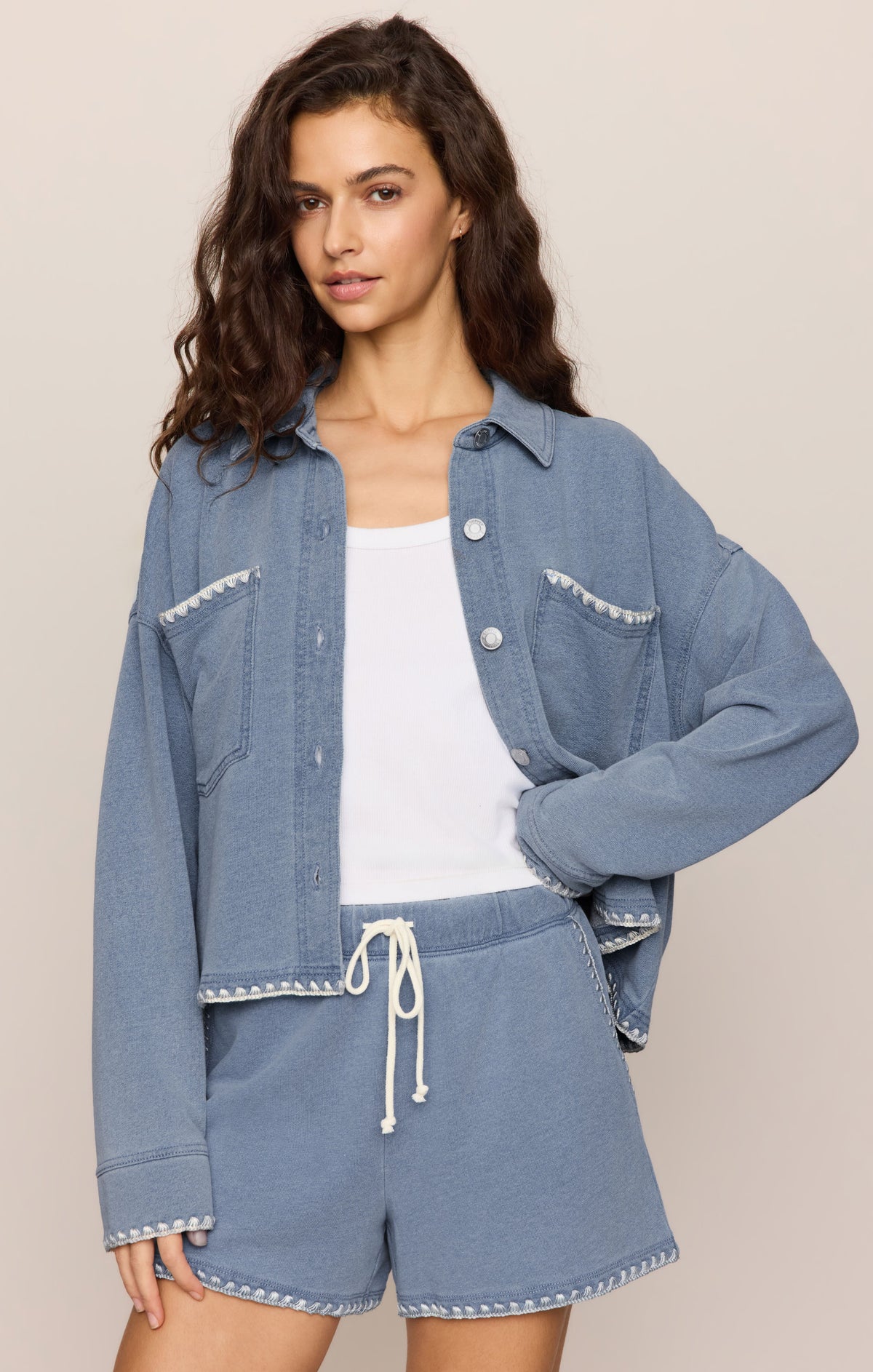 Hunter Whipstitch Knit Denim Short