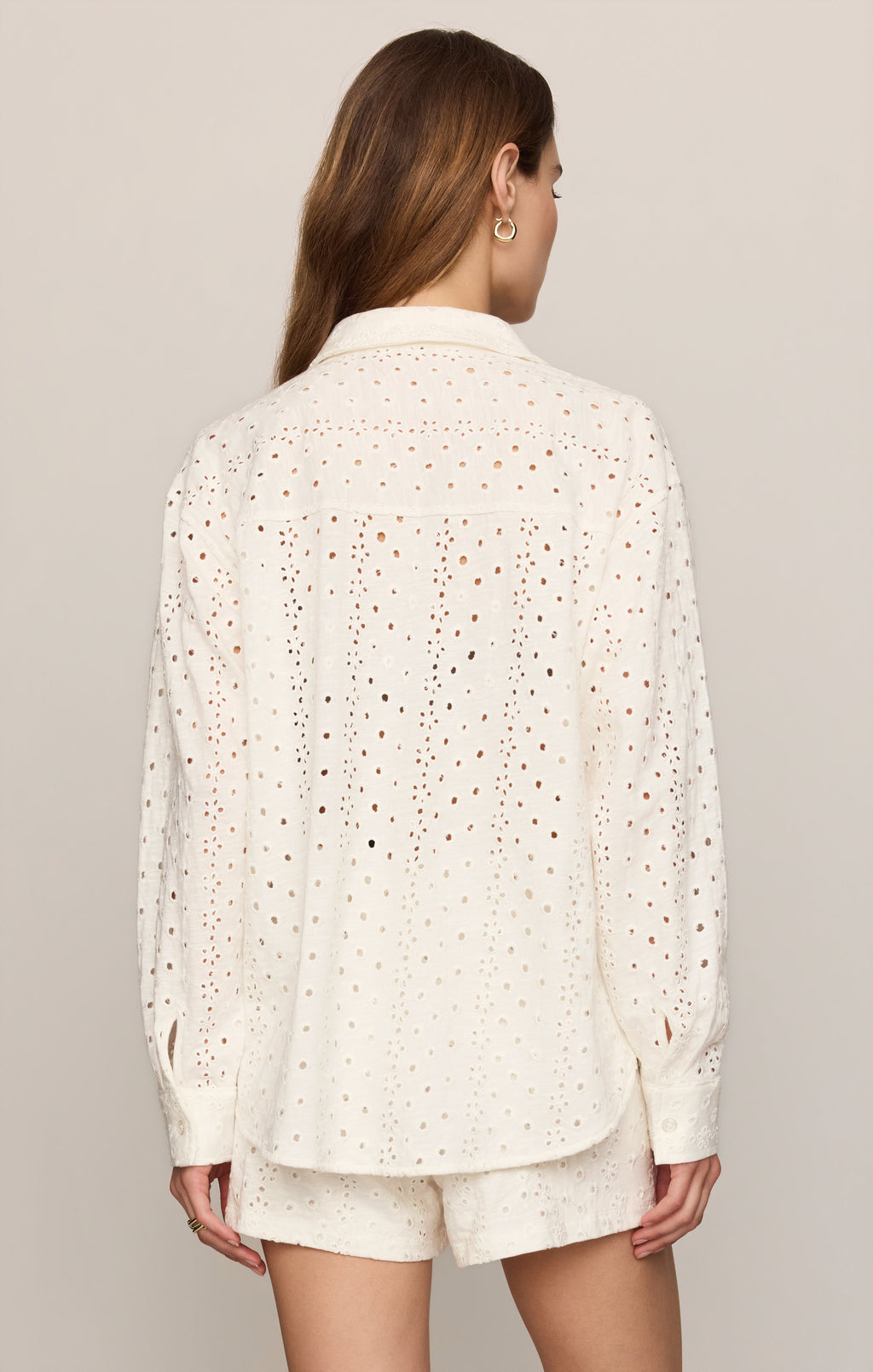 Elise Knit Eyelet Button Up