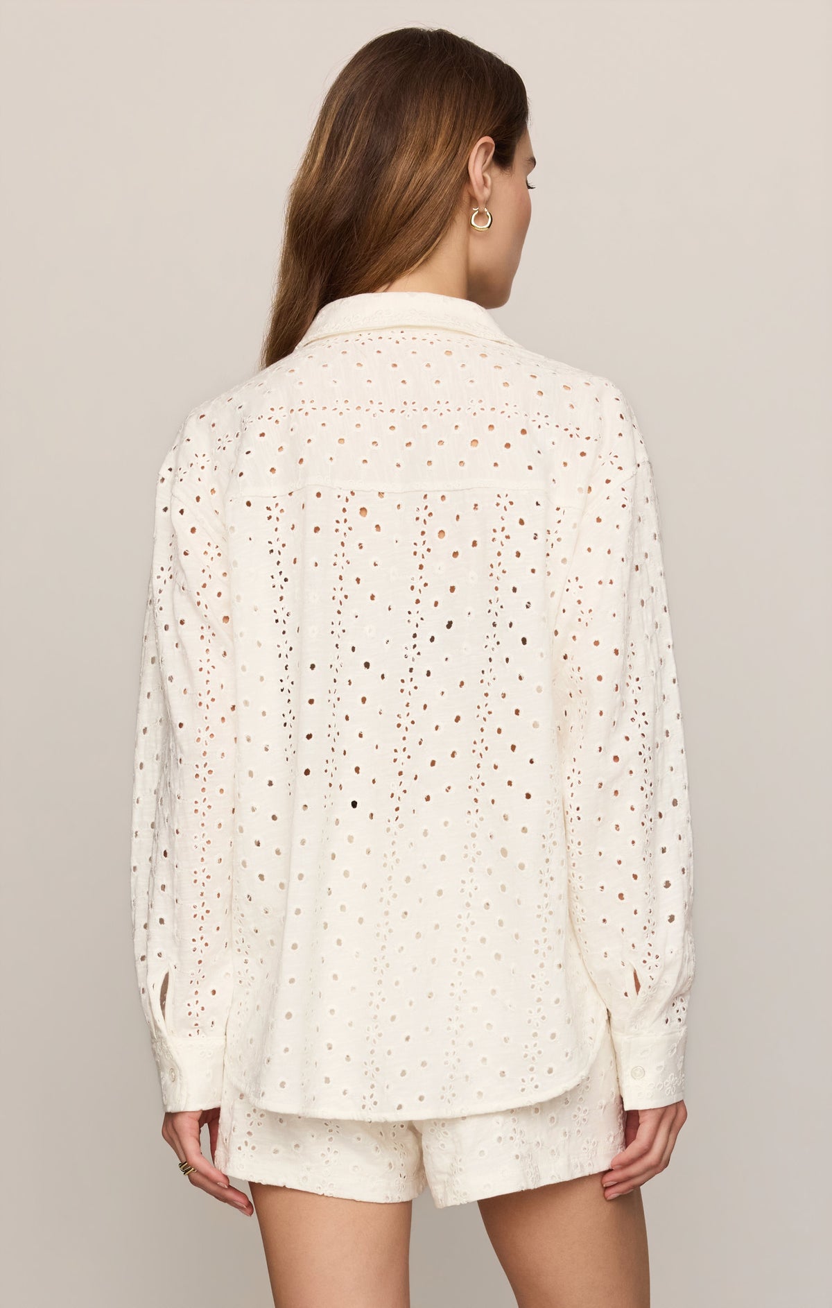 Elise Knit Eyelet Button Up