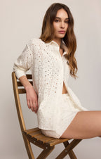 Elise Knit Eyelet Button Up