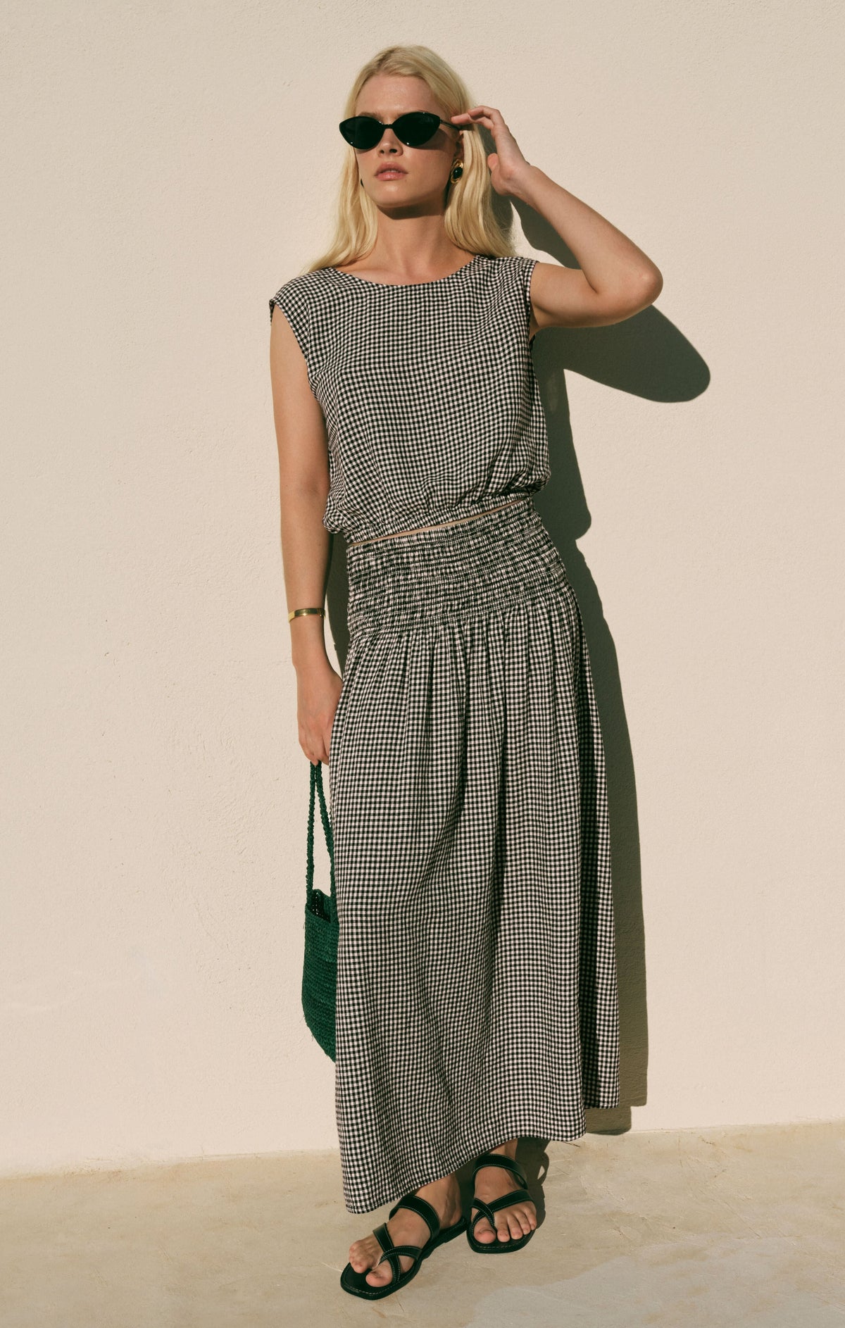 Brooke Gingham Linen Maxi Skirt