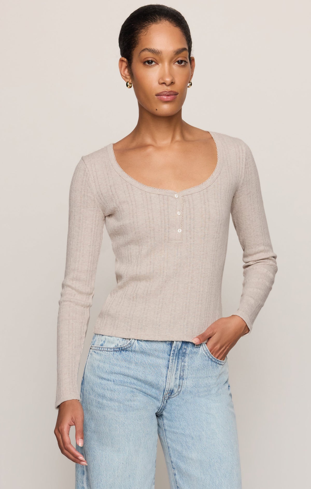 Audri Pointelle Henley Top