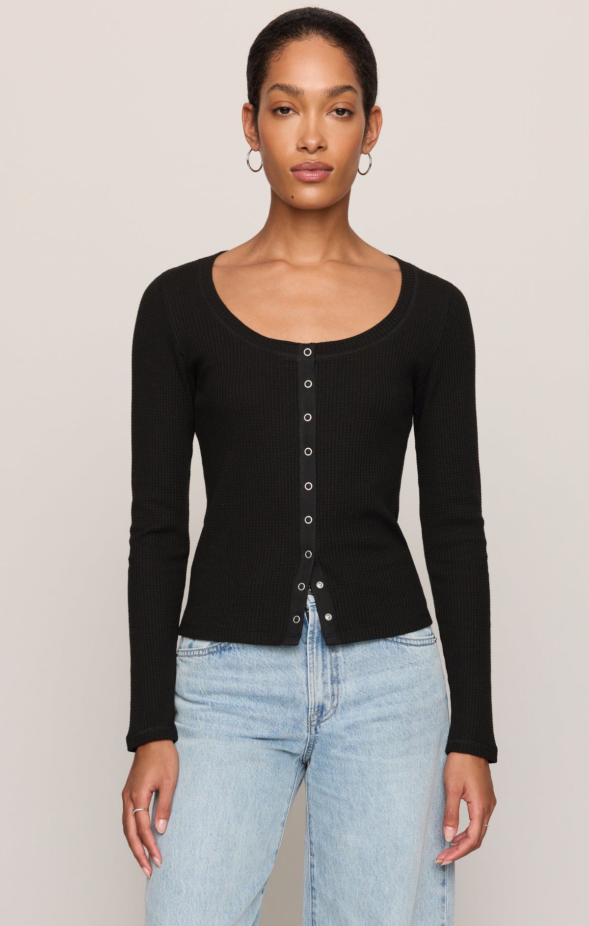 Albany Waffle Snap Front Top
