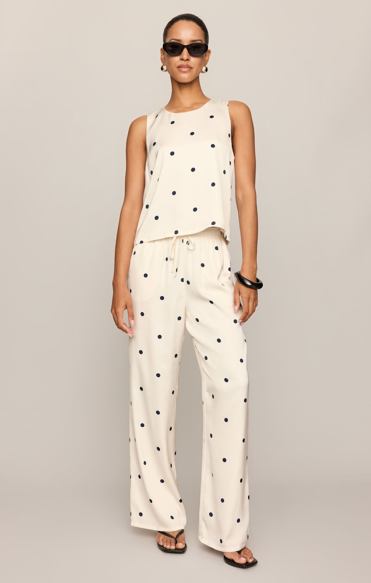 Alice Satin Dot Sleeveless Top