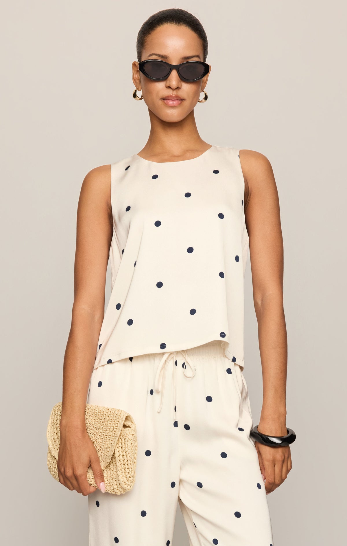 Alice Satin Dot Sleeveless Top