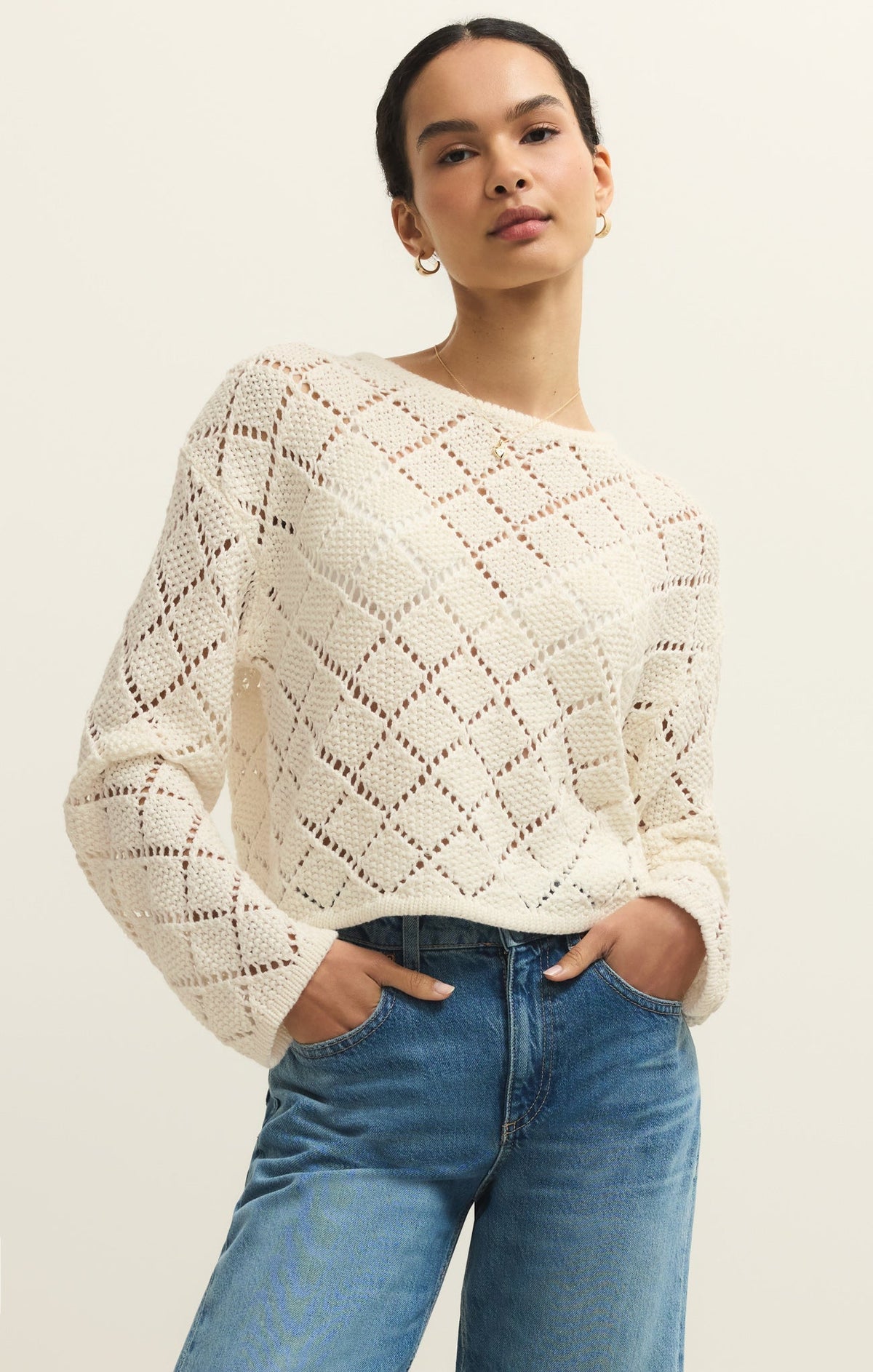 Hullen Diamond Crochet Sweater